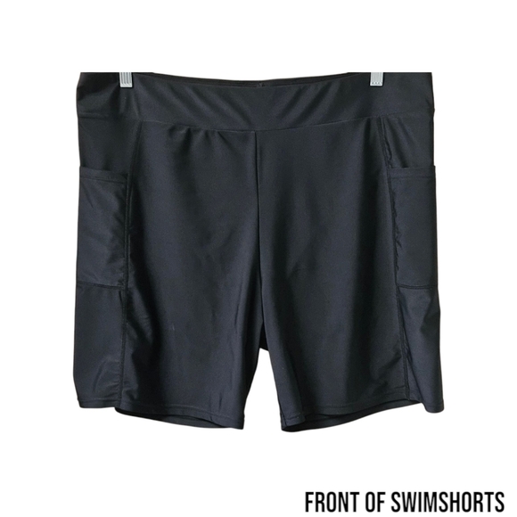 ATTRACO Women's New  Black Plus Size High Wasted Swimsuit Shorts 3X - Picture 3 of 15